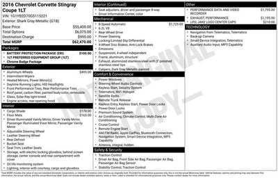 2016 Chevrolet Corvette Stingray 1LT