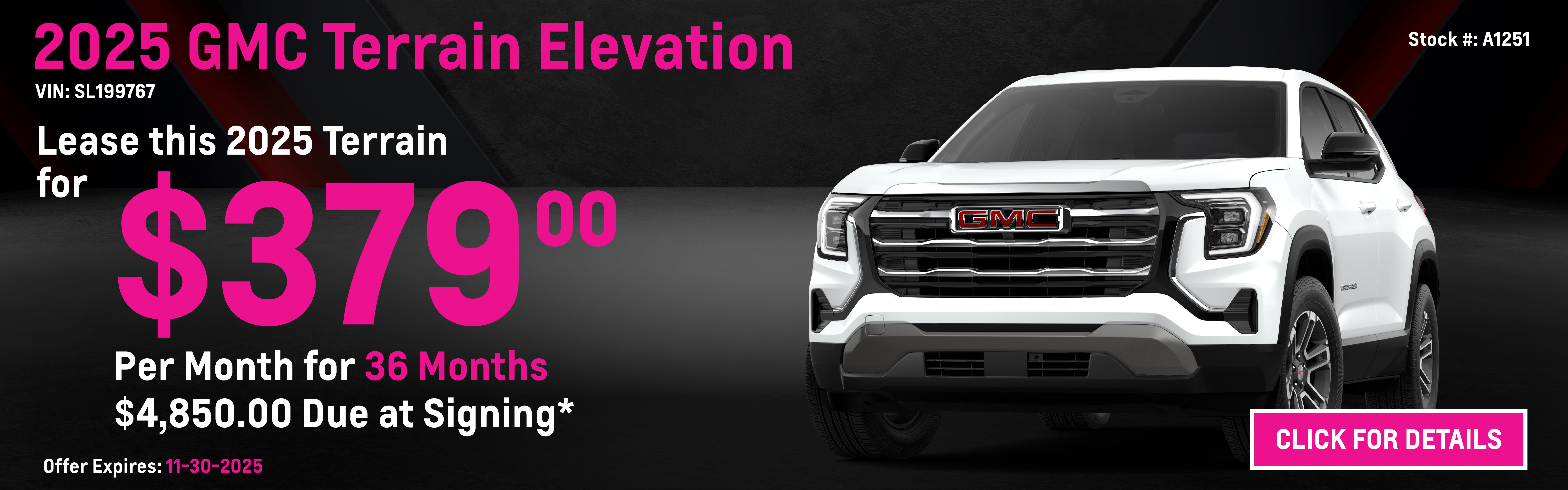 2025 GMC Terrain Elevation Lease Special: $379 per month